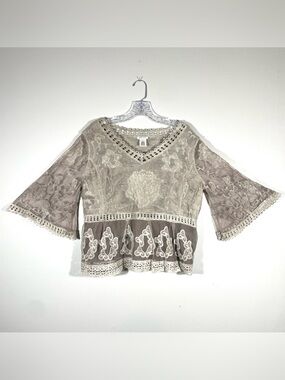 Ultra Pink Boho Embroidered Lace Crop Top fairycore cottagecore
